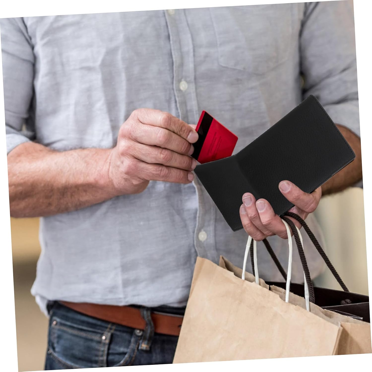 Double Ring Leather License Holder Wallet RFID Blocking Slim Design Black ID Cards Organizer for Drivers Credit Card Pouch Travel Accessories