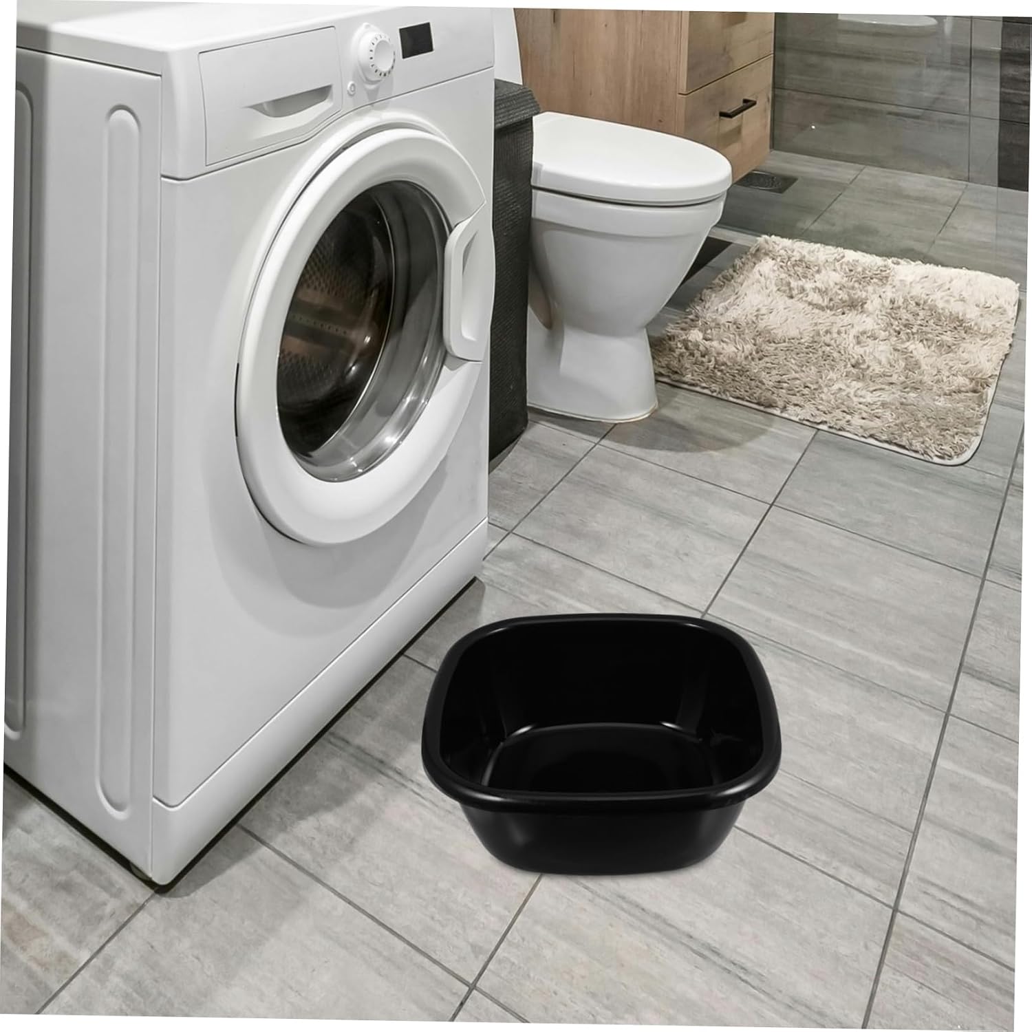 Outanaya Plastic Bedside Shampoo Basin 12L Washing Tub for Hair Care Lightweight Rinse Basin Handles for Home and Hospital Use