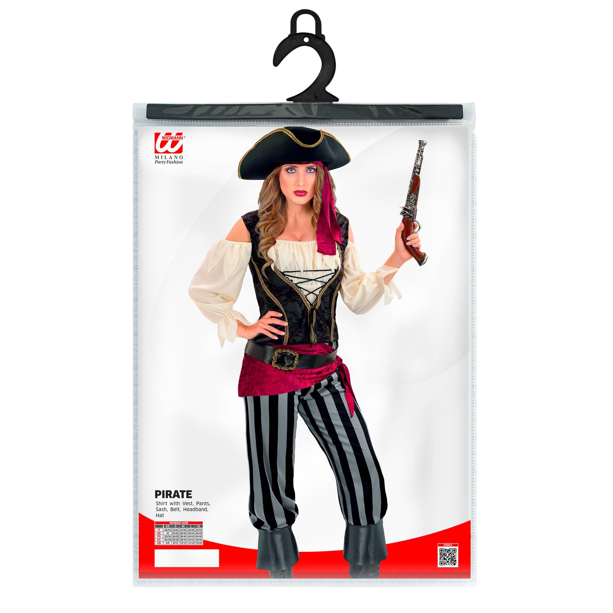 W WIDMANN MILANO Party Fashion – kostium piratki dla kobiet, 6-częściowy zestaw kostiumowy z akcesoriami na Halloween i karnawał