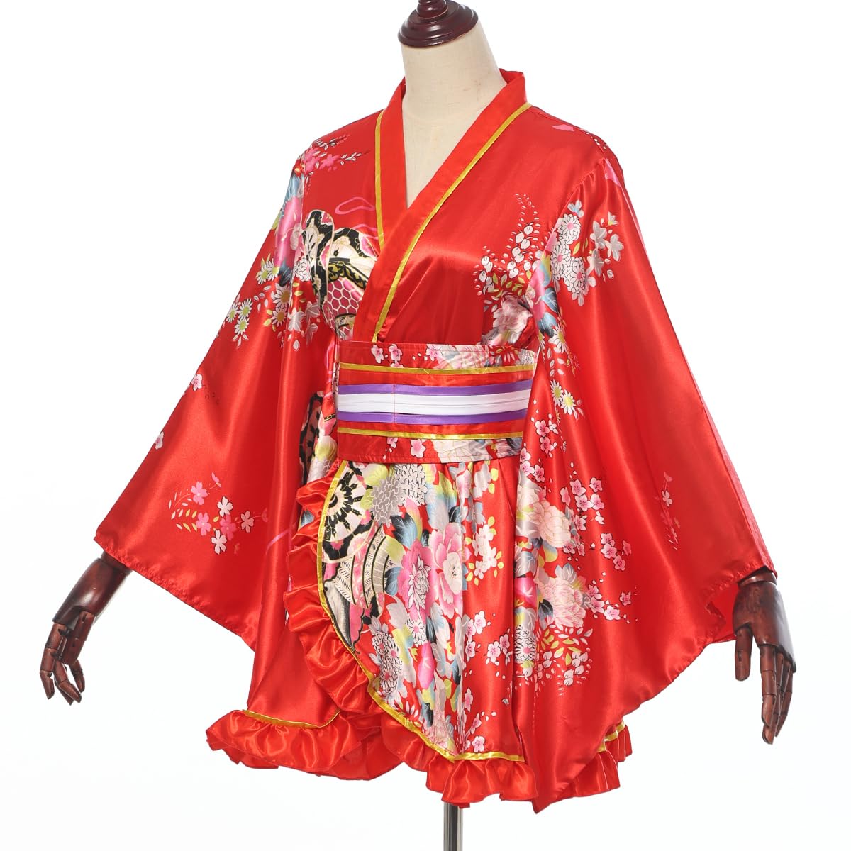 BPURB Kimono Costume Giapponese Tradizionale Geisha Yukata Cosplay Donne Sexy Fiori di Ciliegio Patten Accappatoio Da Notte Con Cintura Obi