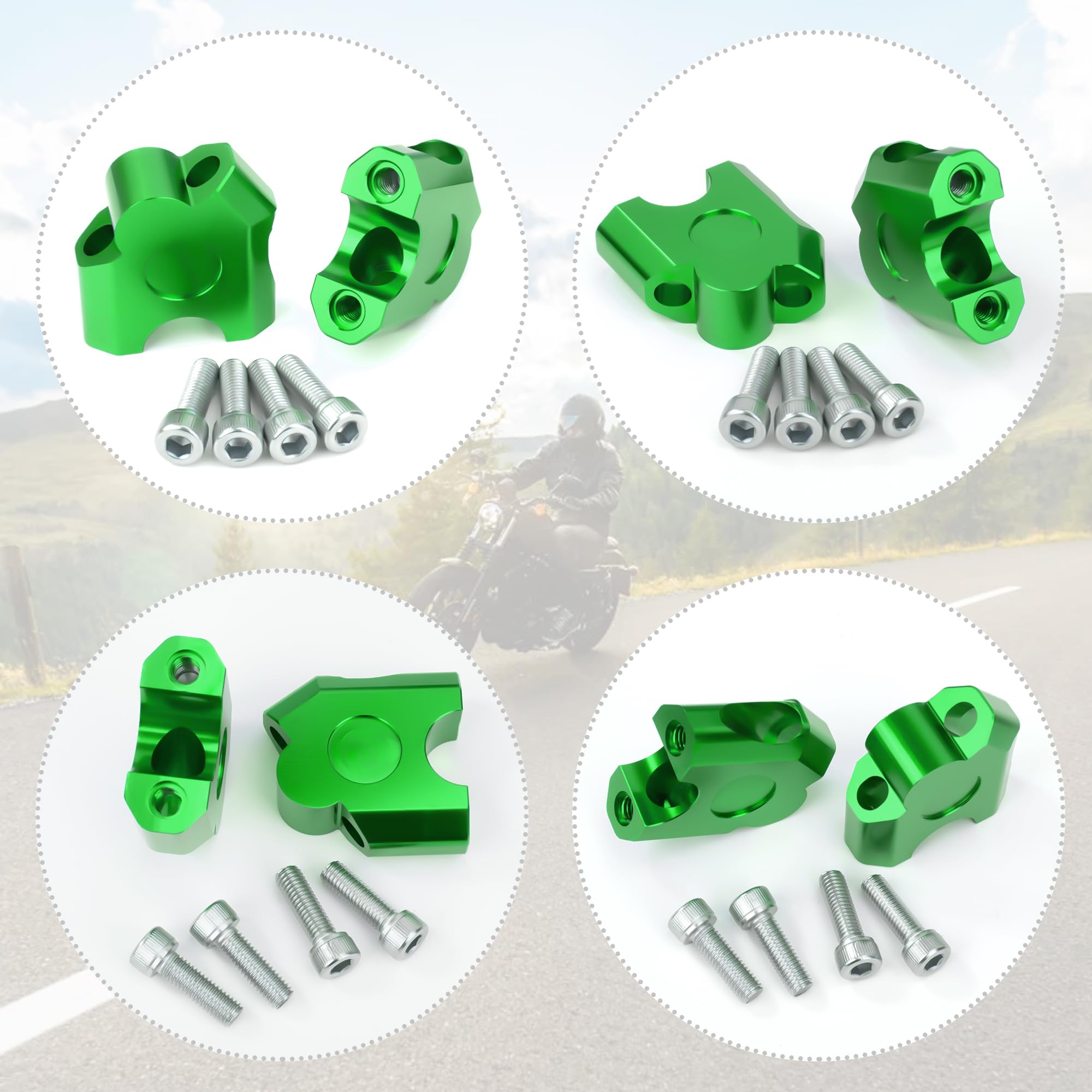 Tunejoy Rehausseur de Guidon de Moto 22 mm Pince de Guidon Adaptateur de Montage de Mouvement Arrière pour ATV Dirt Pit Bike Motocross Vert