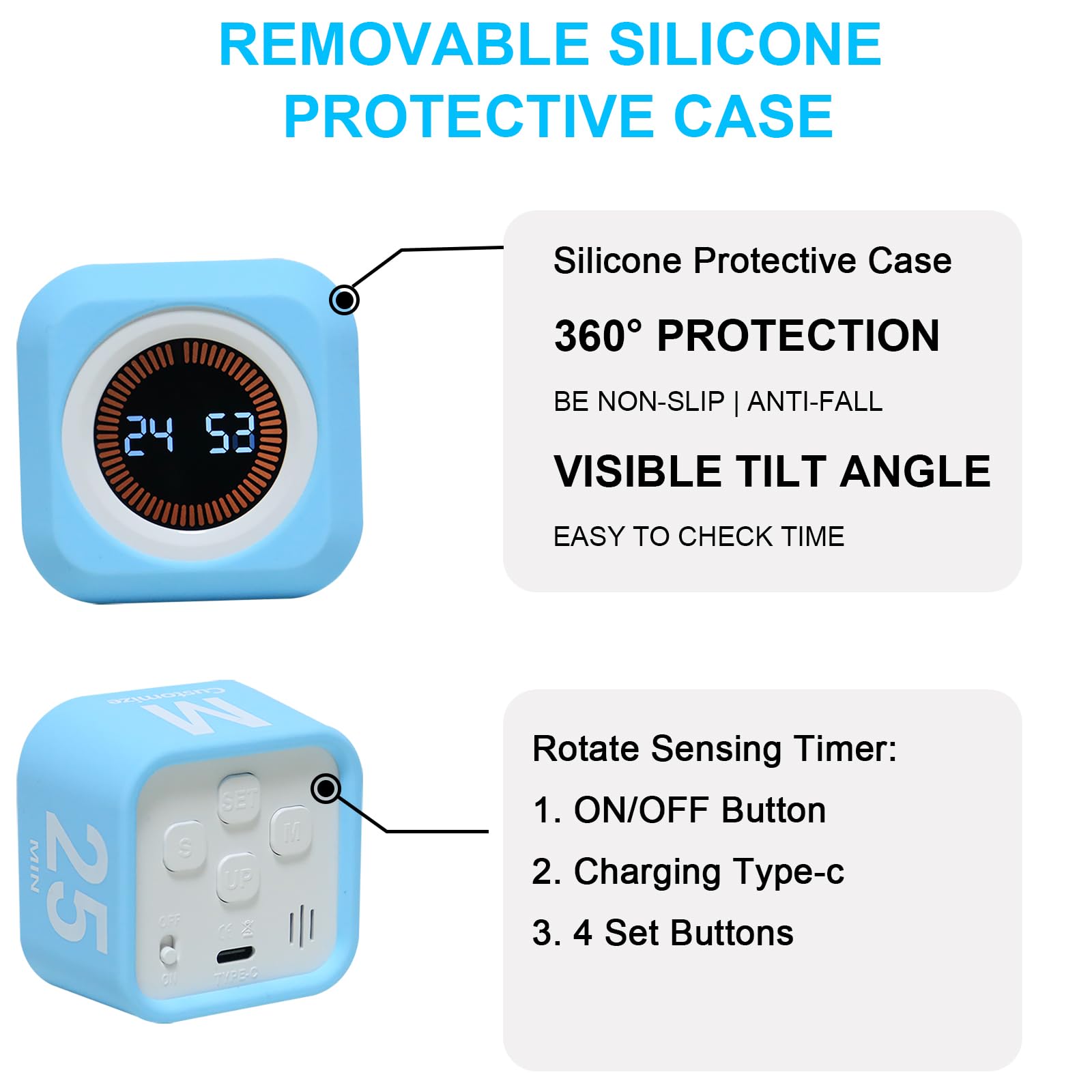 Snapklik.com : Rotating Pomodoro Cube Visual Timer 5, 25, 10 50 Minutes ...