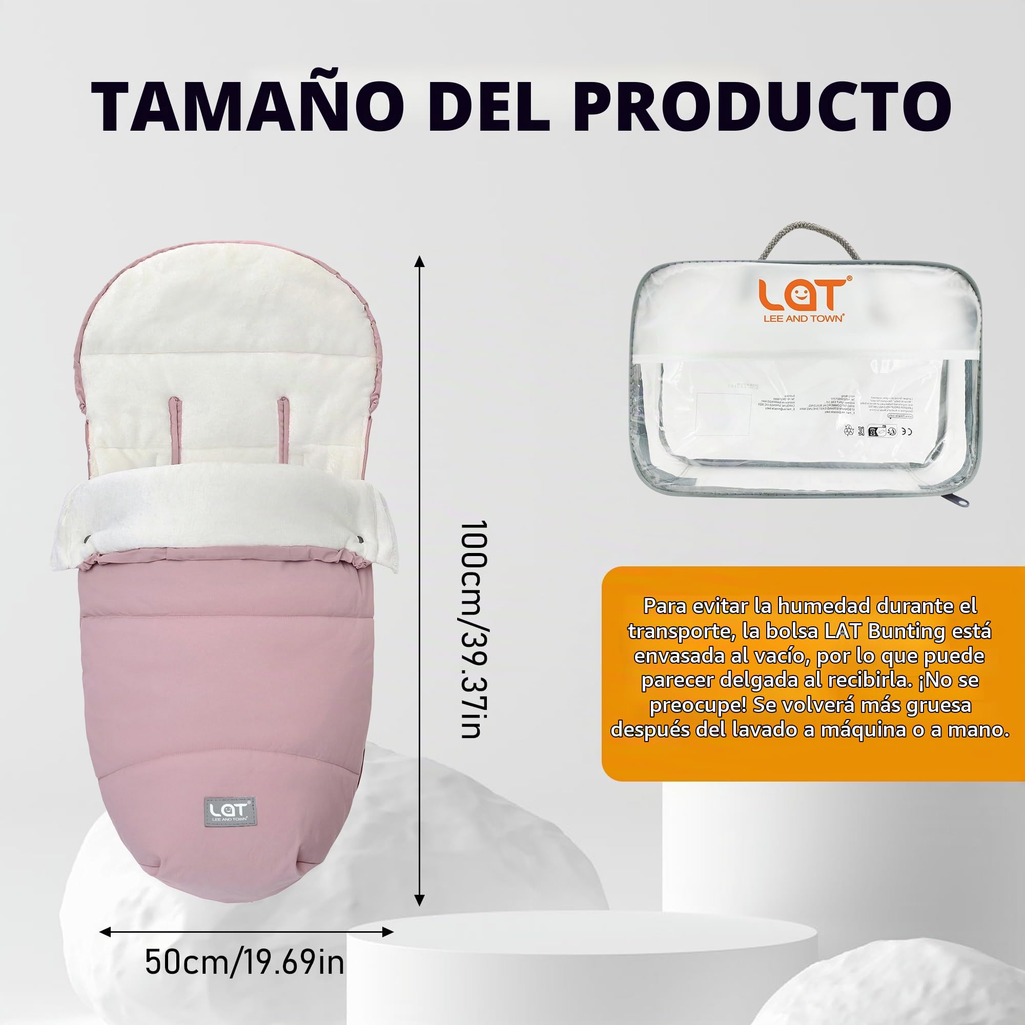 Universal Saco Silla de Paseo Invierno Saco Silla Carrito Bebe (B, Rosa)