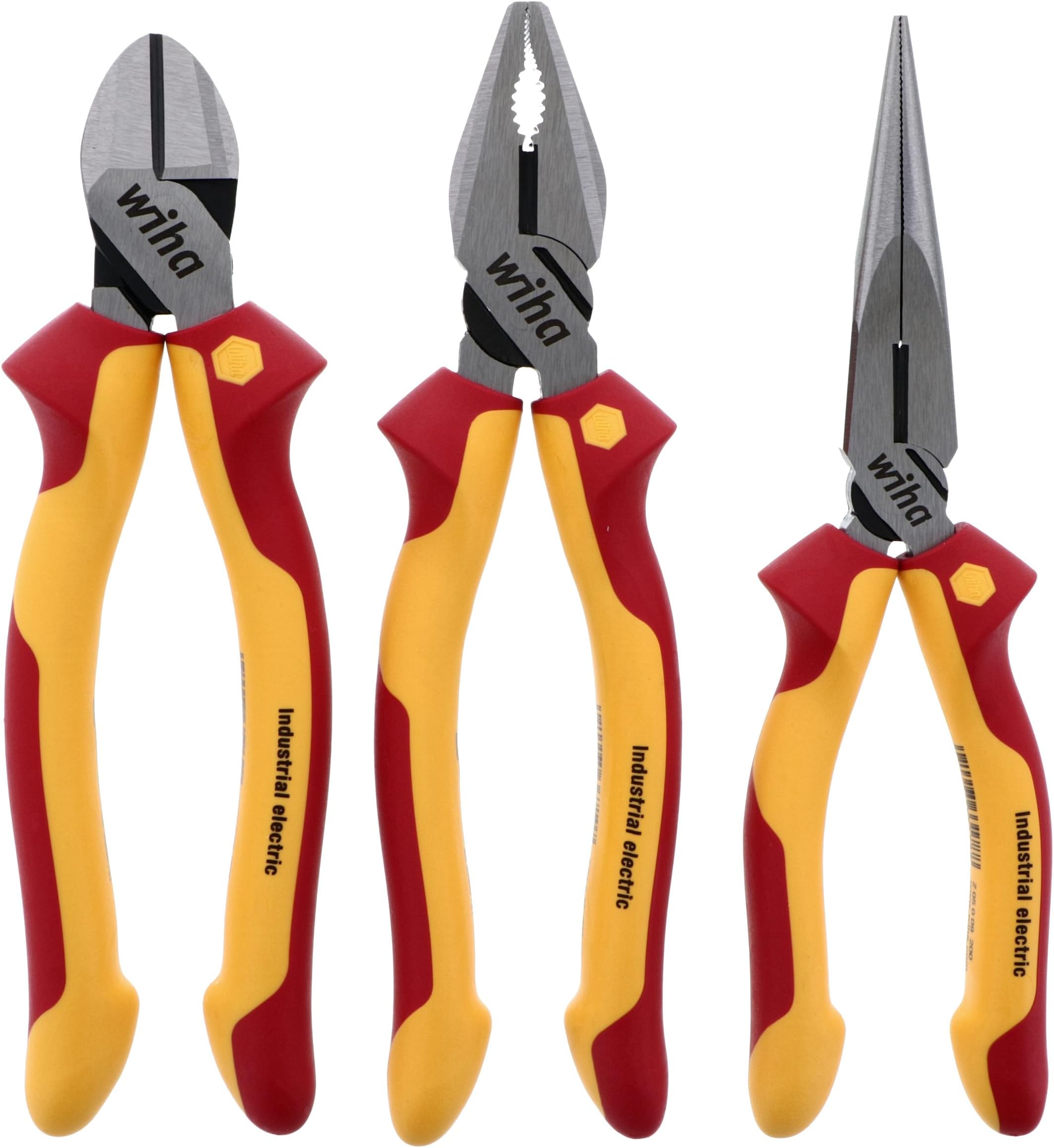 Wiha 32981 Insulated Industrial Pliers and Cutters Set, 3-Piece, 1000V VDE Tested