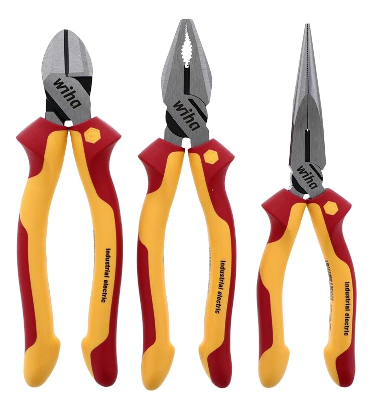 Kit de Alicates e Cortadores Industriais Isolados Wiha 32981 com 3 Peças