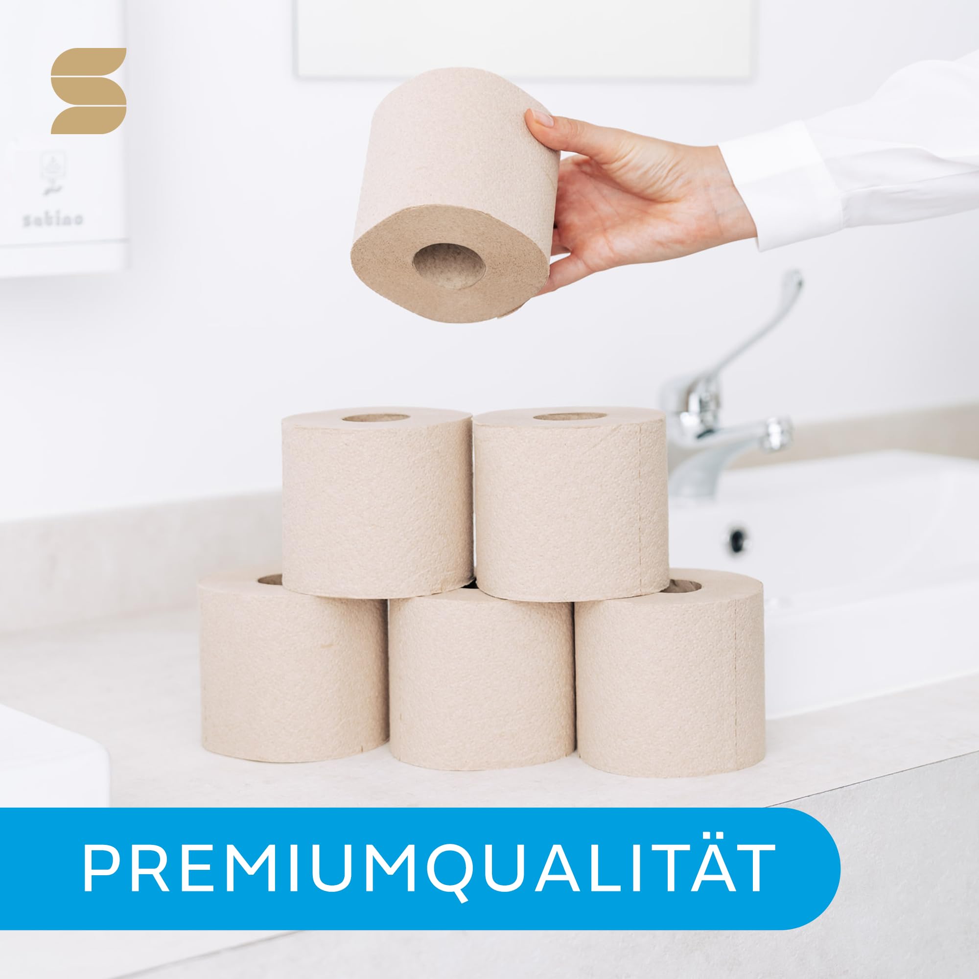 Satino PureSoft Toilettenpapier 2-lagig – extrem weich & äußerst umweltfreundlich dank 100% Recyclingpapier – Made in Germany – 100% recycelbar – Großpackung mit 48 Rollen – 400 Blatt je Klorolle