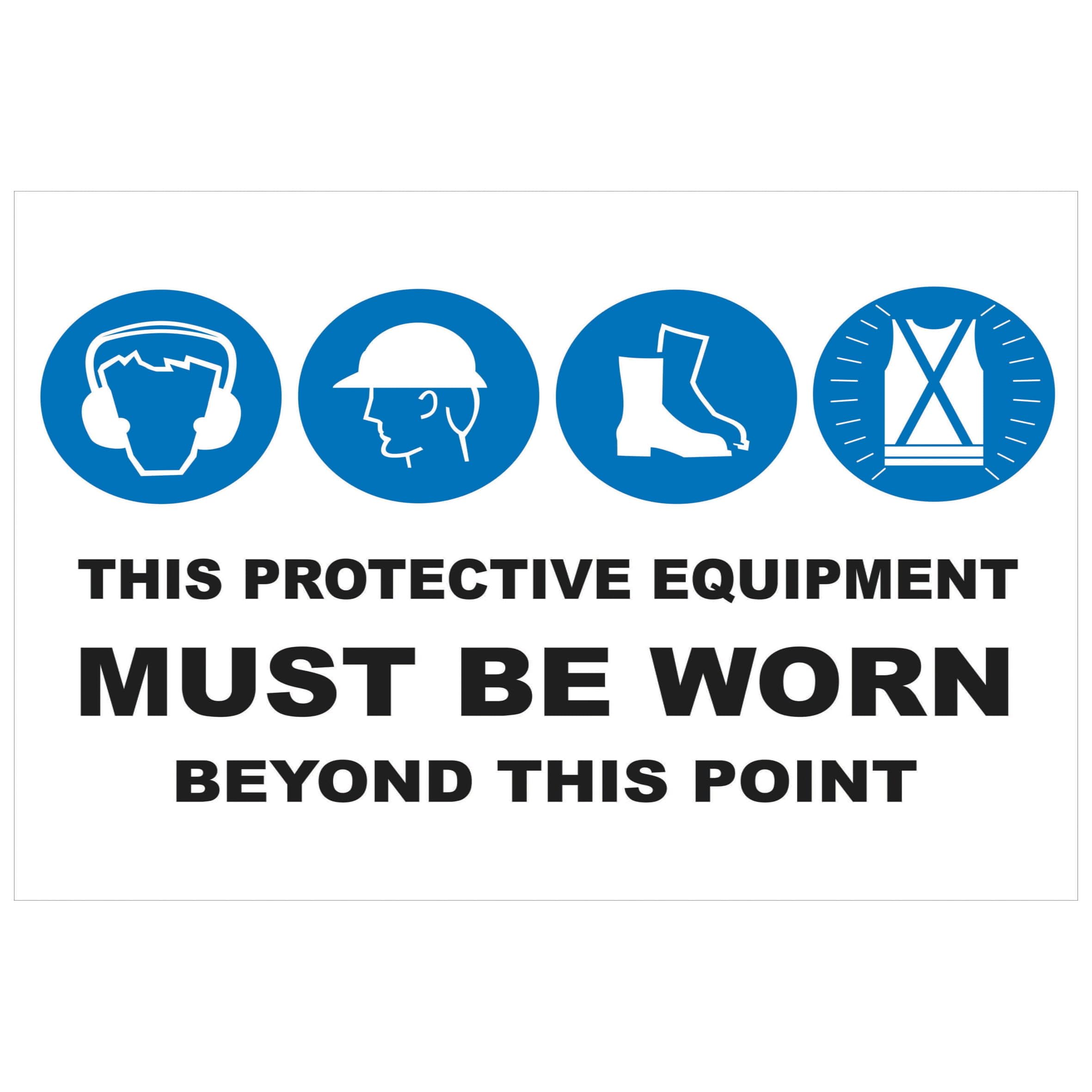 Beyond This Point PPE Required Sign, 12x8 Metal Tin Sign, Wear PPE past this point.