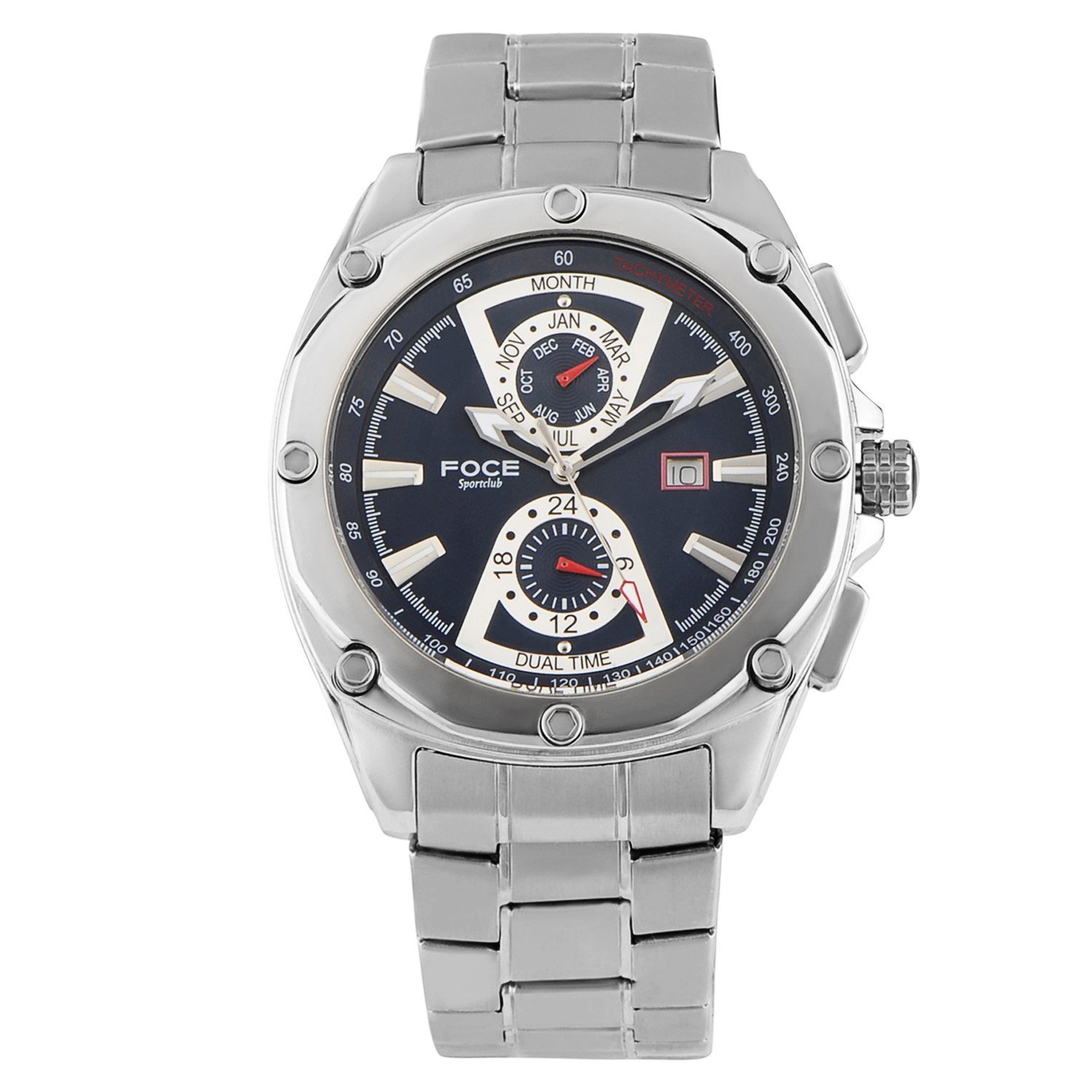 FOCE Multifunction Blue Dial Metal Belt Watch For Men-[F825GSSM-BLUE] (B07FYZ44M8) Amazon Price History, Amazon Price Tracker