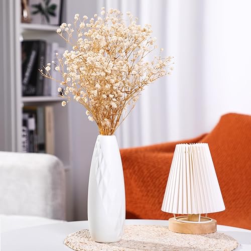 Miniatura 4 de Paquete de 10 jarrones de plástico compuesto blancos pequeños y altos en forma cónica para centros de mesa, jarrones florales irrompibles para