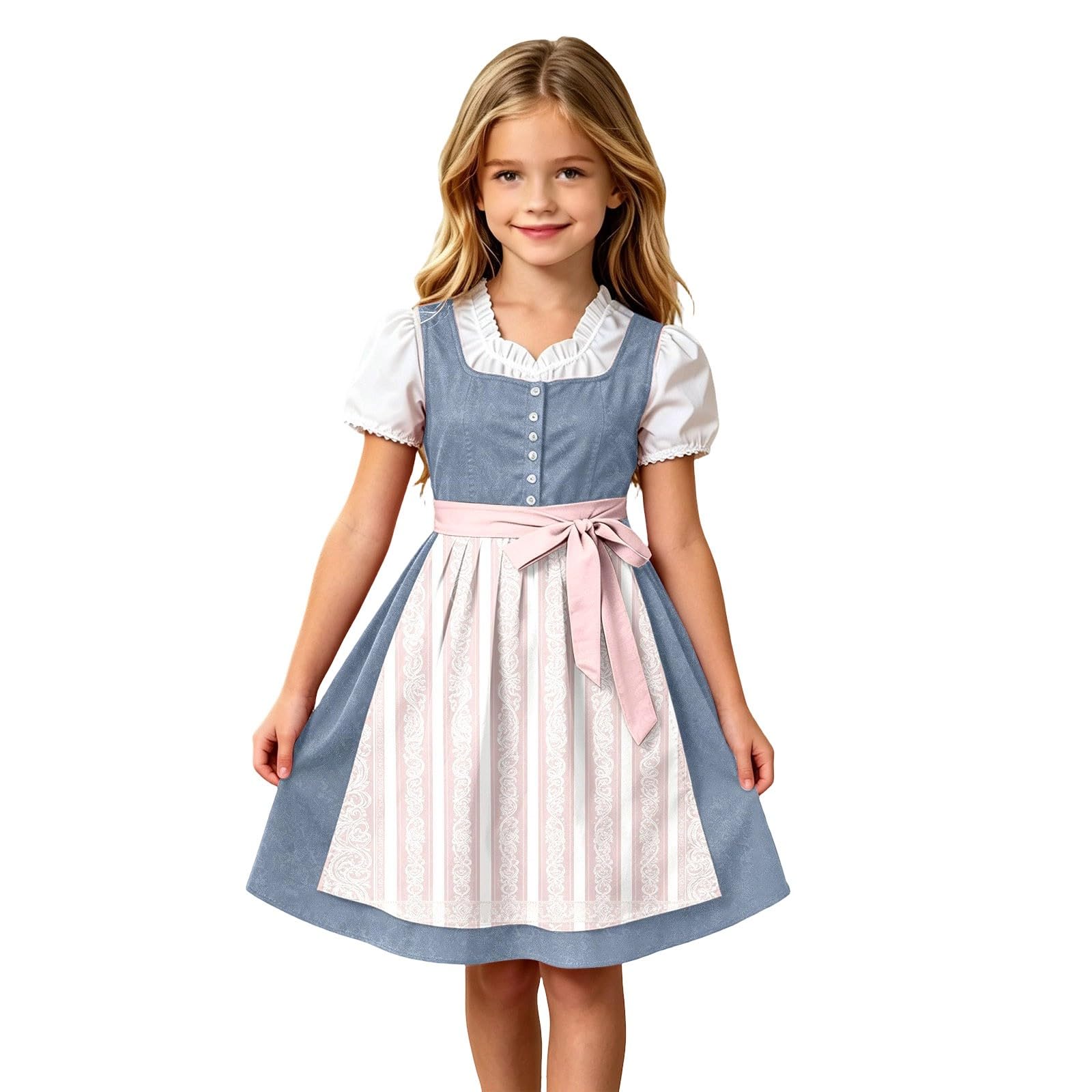 Girls Oktoberfest Costume Bavarian Beer Festival Dirndl Dress with Apron