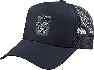 The Grass is Calling and I Must Mow | Funny Lawn Care Trucker Hat with Adjustable Mesh Back
