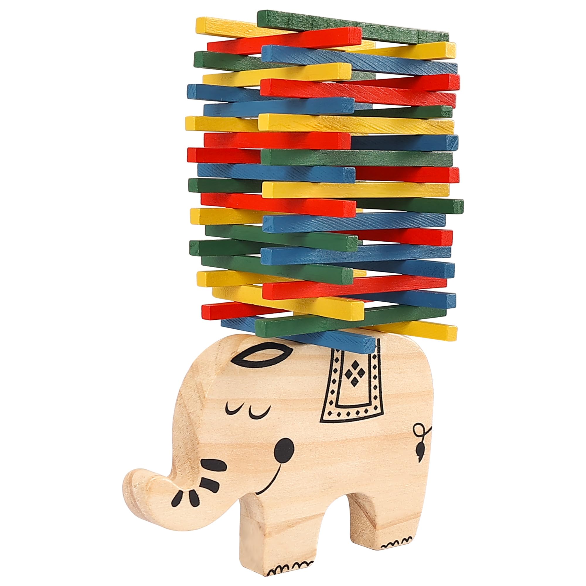 GOTHINK Elephant Stack-up Wooden Balance Game for Kids Ages 3+, Includes 40 Wooden Sticks, Instructions, Practice Stability, Family Fun, Screen-Free Play, Non-Toxic
