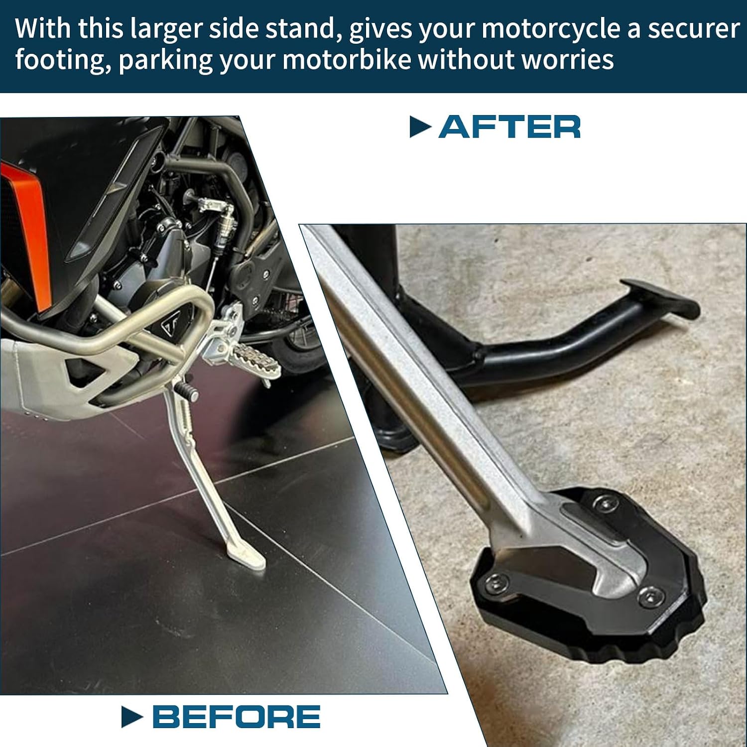 Motorcycle Bike Kickstand Extender Foot Side Stand Extension Pad Support Plate Anti-Skid Enlarged Base fit for T.riu&mph Tiger 900 Rally Pro 2021-2024