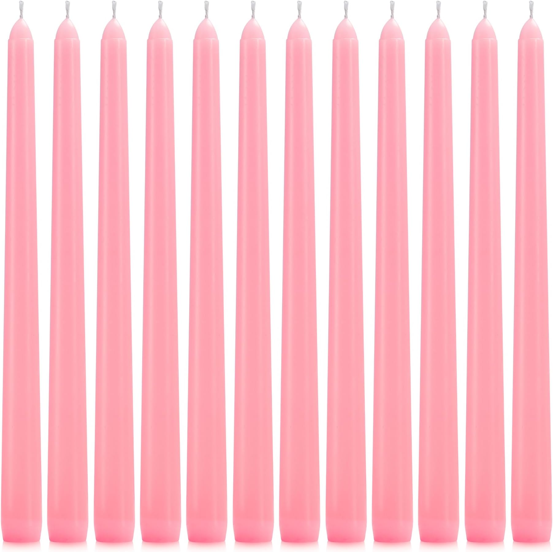 12 Pack Pink Taper Candles - Taper Candles 10 Inch Dripless, Smokeless & Unscented - 8 Hours Long Burning - Tall Candlesticks - Ideal for Weddings, Dinner Parties, Home Decor, Birthday Party