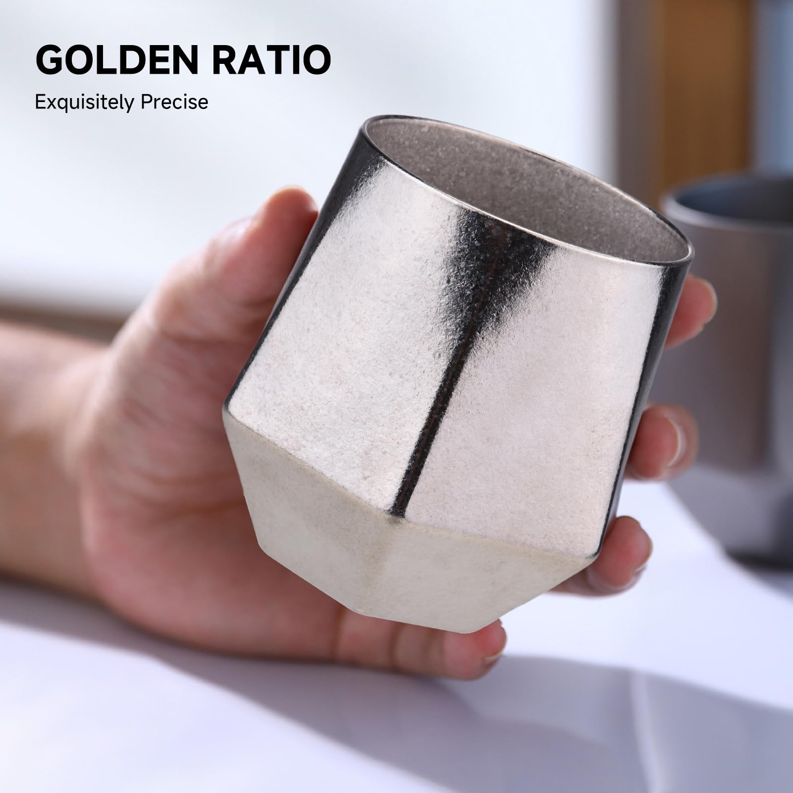 Tazza da caffè da Campeggio in Titanio, Tazza Esagonale con Isolamento Sottovuoto a Doppio Strato da 240 Ml Tazza da Campeggio All'aperto per Viaggi in Campeggio All'aperto con (Fiore di