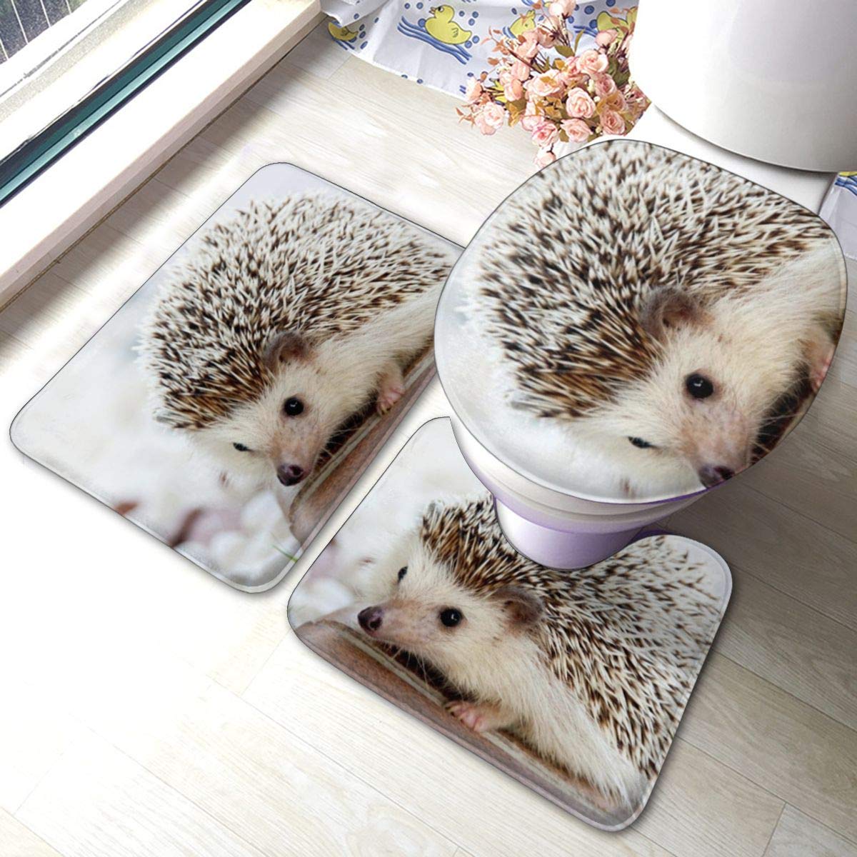 Lot De 3 Tapis De Bain Décoratifs De Luxe Marbre Violet Foncé Et