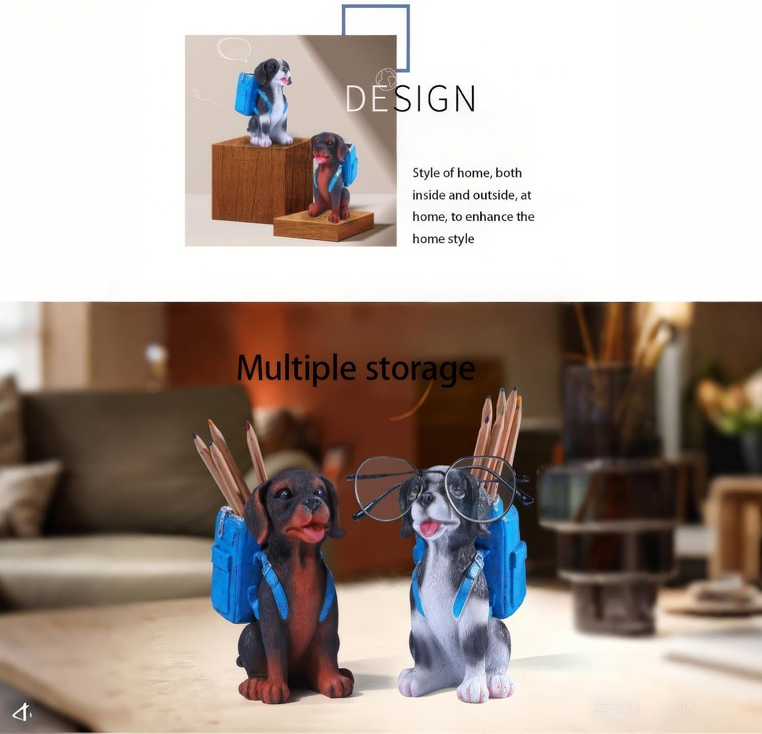 Cute Dog Pen Holder - Non-Toxic Resin Material, Ideal Desktop Organizer for Home, Office & School, A Unique Decorative Piece, Great Christmas Gift for Dog Owners & Pet Lovers (White)