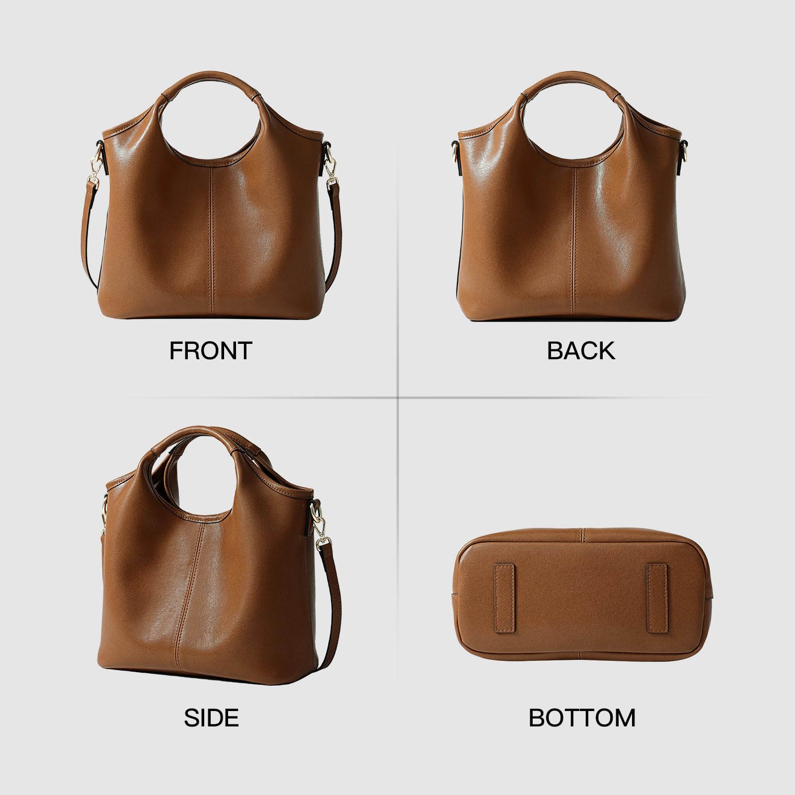 FION Leather Crossbody Hand Bags, Top Handle Shoulder Tote Bags for Women with Small Zipper Cross Body Purse