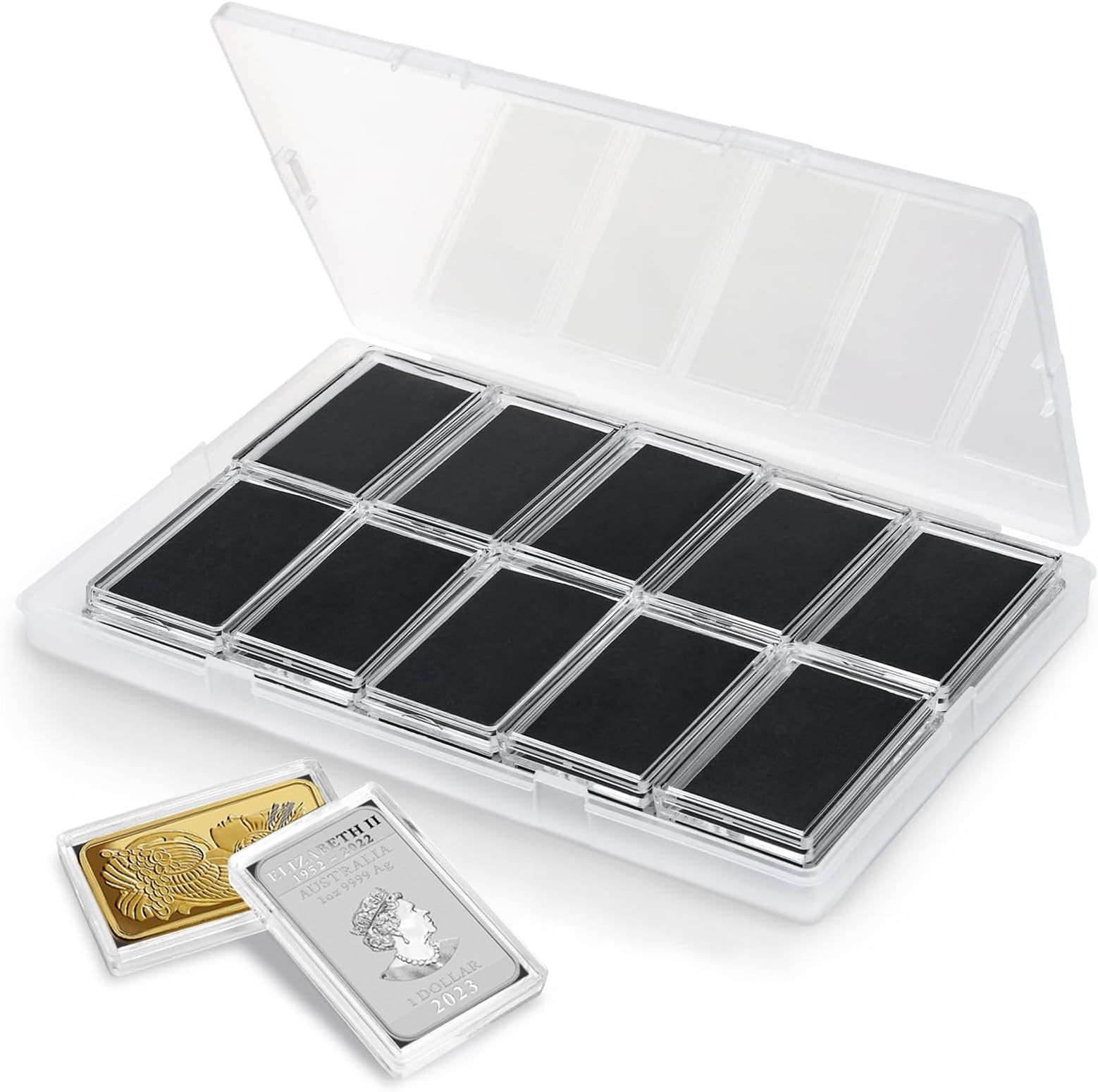 Silver Bar Holder 1 Oz Silver Bar Case Silver Bar Capsule Storage Bar Capsule Clear Acrylic Storage Container for 1 Ounce Silver Bar (20)