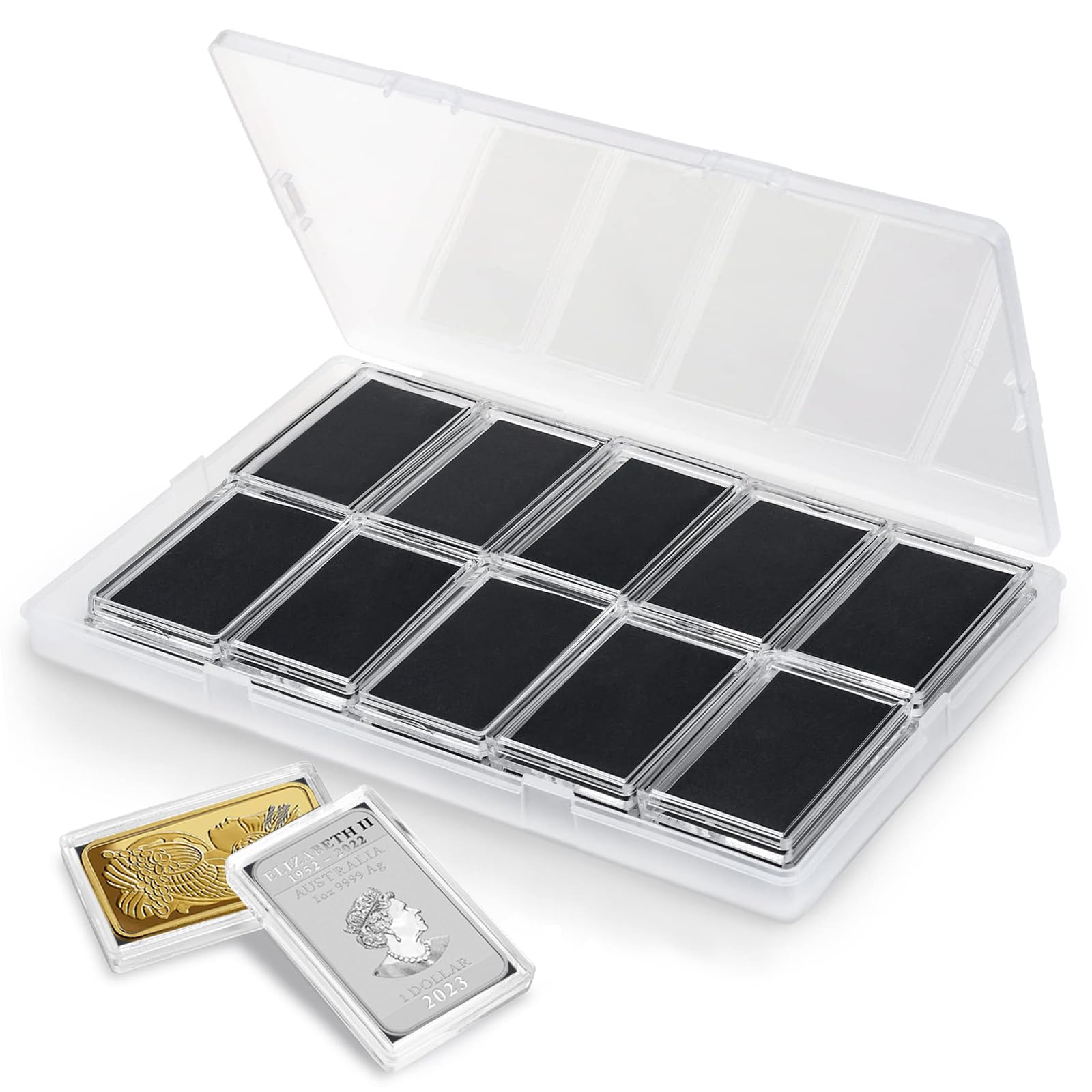 Silver Bar Holder 1 Oz Silver Bar Case Silver Bar Capsule Storage Bar Capsule Clear Acrylic Storage Container for 1 Ounce Silver Bar (20)
