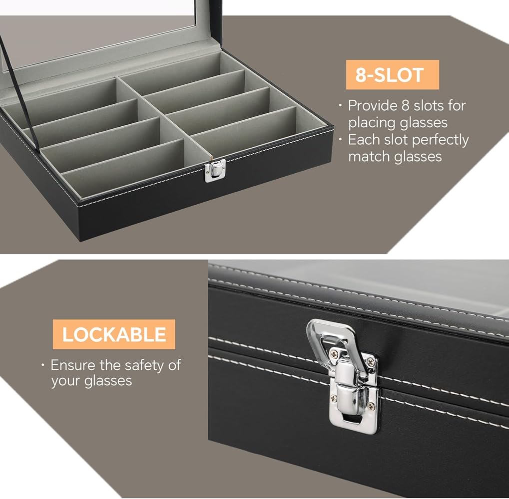 Boîte De Rangement Pour Lunettes De Soleil, 6 Compartiments En Cuir