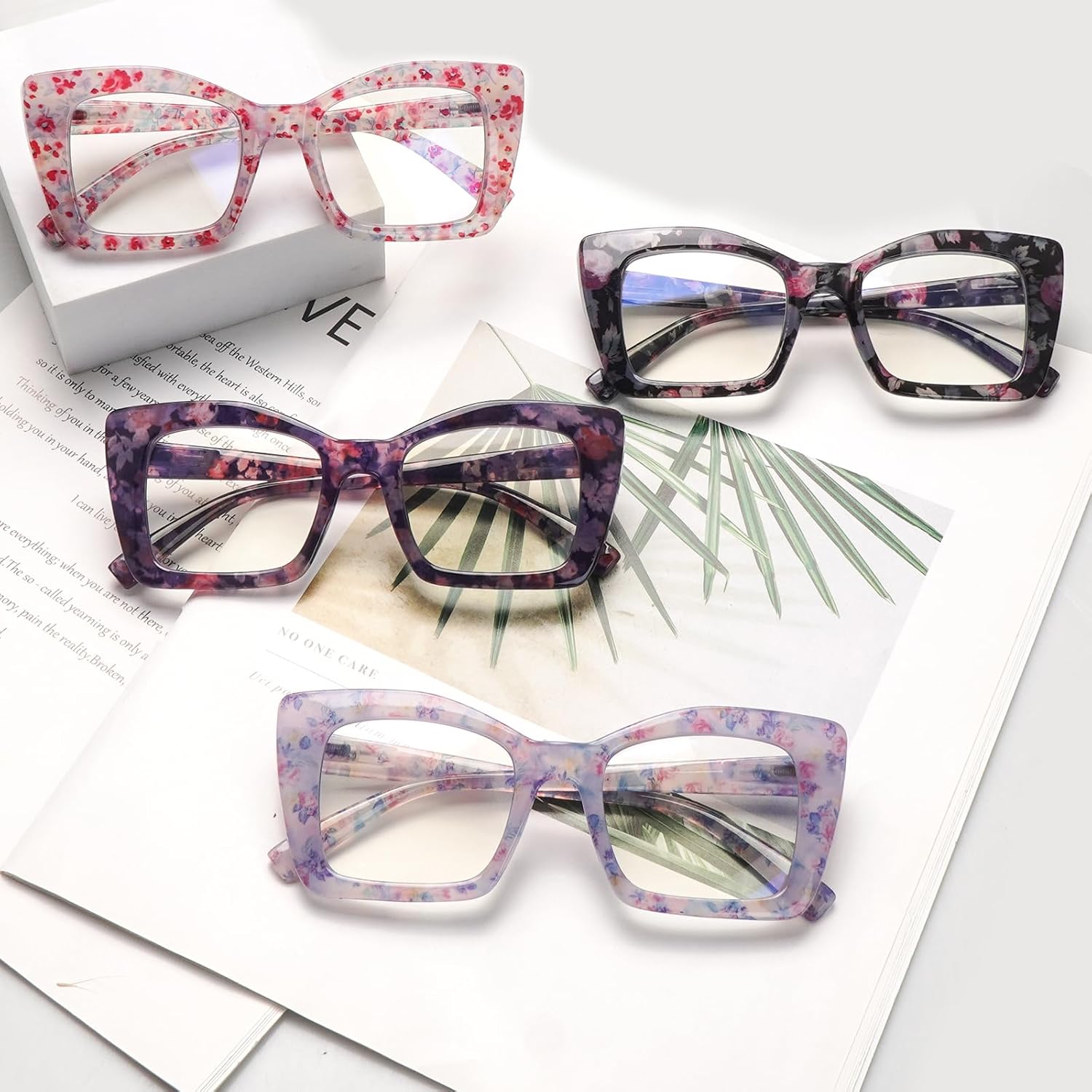 Progressive Multifocus Reading Glasses for Women Blue Light Blocking Oversized Square Computer Spring Hinges Readers - Image 7