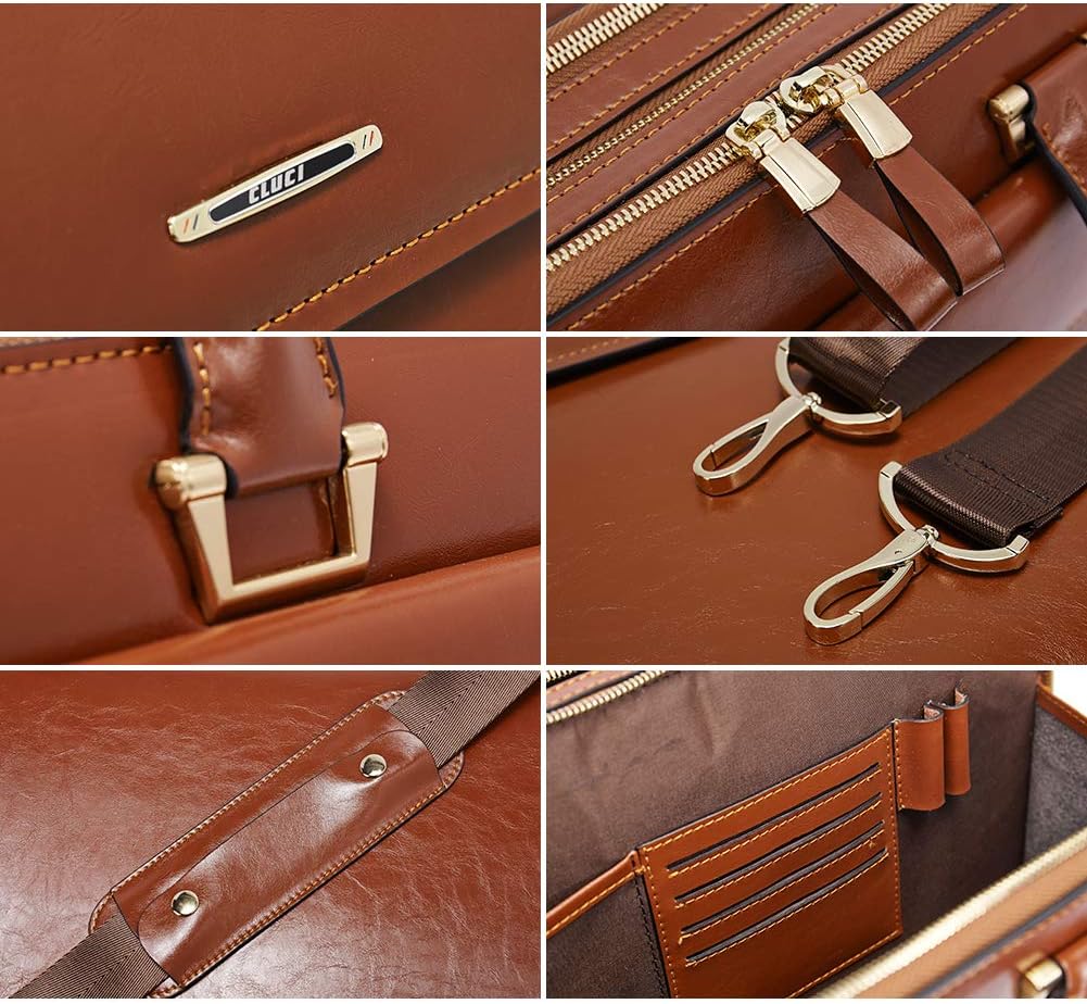 CLUCI Briefcase for Women Oil Wax Leather Business 15.6 Inch Laptop Handbag Vintage Slim Large Shoulder Work Bag | Oil Wax Leather, Business, 15.6 Inch, Laptop, Vintage, Slim - Image 7