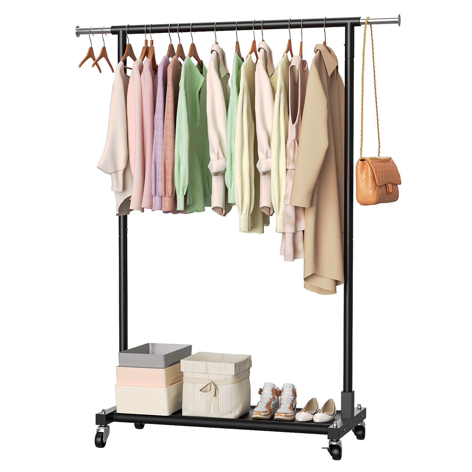 Porte-vêtements avec roulettes Luxspire portant penderie meuble mobile noir