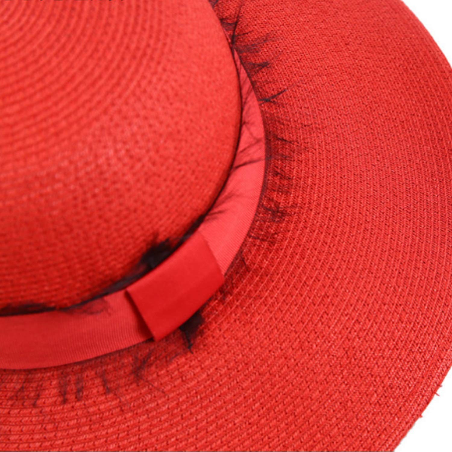 Sombrero Mujeres Verano Visera Cinta Bali Sombrero de Paja Sombrero de Playa Colapible, Mejor Comodidad/Red/Medium
