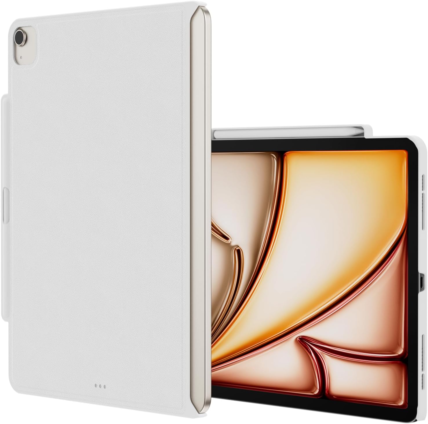 SWITCHEASY CoverBuddy for 2025 M3 & 2024 M2 iPad Air 13" - Magic Keyboard Compatible Case for iPad Air, Enhanced Thickness & Heat Dissipation [Keyboard Not Included] - White (Leather)