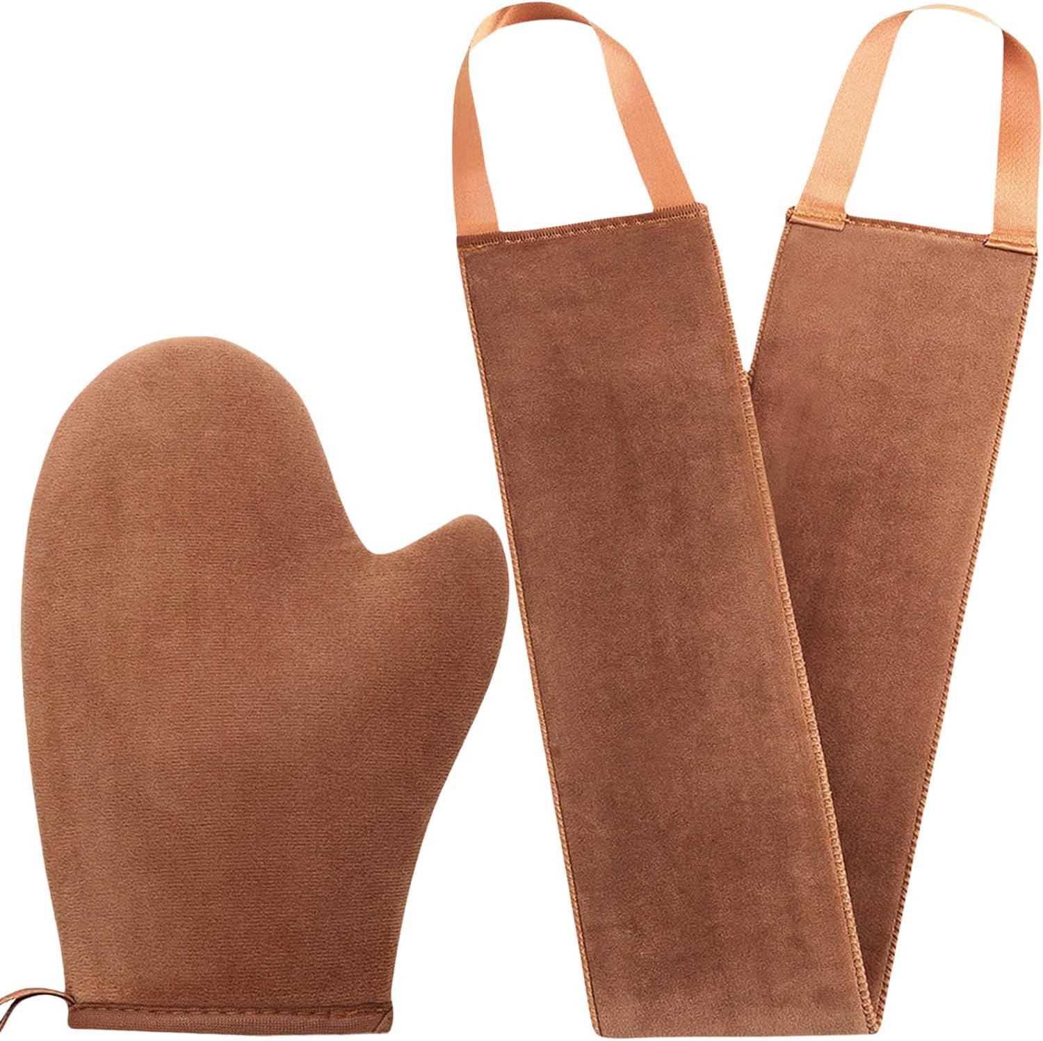 STEUGO 2 in 1 Self Tanning Mitt Applicator kit - black Self Tanner Mitt and Tanning Back Applicator,Self Tan Mitt,Back Applicator Mitt Pad for Self Tanner,Ultra Soft and Streak Free