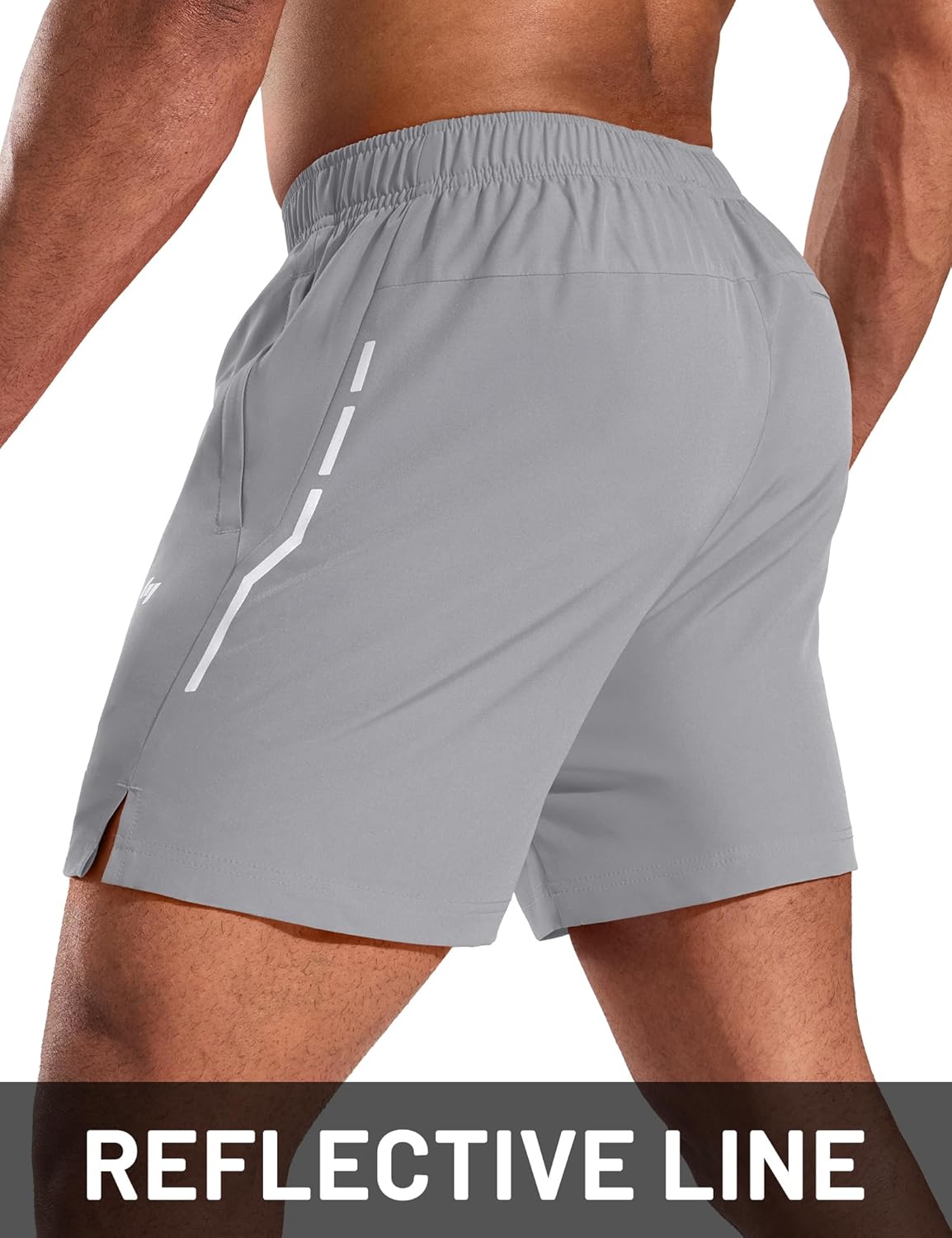 MIER Mens 5 Inch Athletic Running Shorts Quick Dry Lightweight Workout Gym Training Active Reflective Shorts,3 Zipper Pockets - Image 6