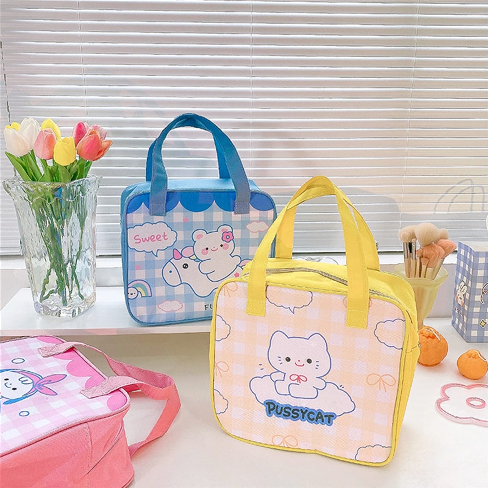 Bolsa de almuerzo niña dibujos animados fresco conservación bolsa conveniente almuerzo caja portátil bolsa de comida Oxford aislamiento portátil aislamiento caja de desayuno Bolsas de almuerzo