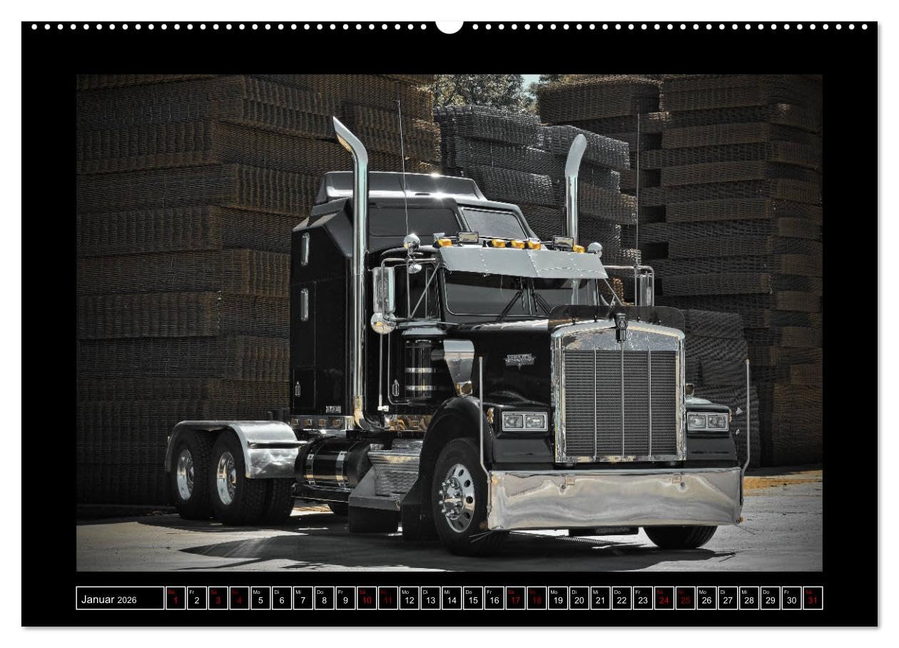 Kenworth W900 PHOTOART (hochwertiger Premium Wandkalender 2026 DIN A2 quer), Kunstdruck in Hochglanz: Oldie - Giganten der Highways ganz kreativ (CALVENDO Mobilitaet)