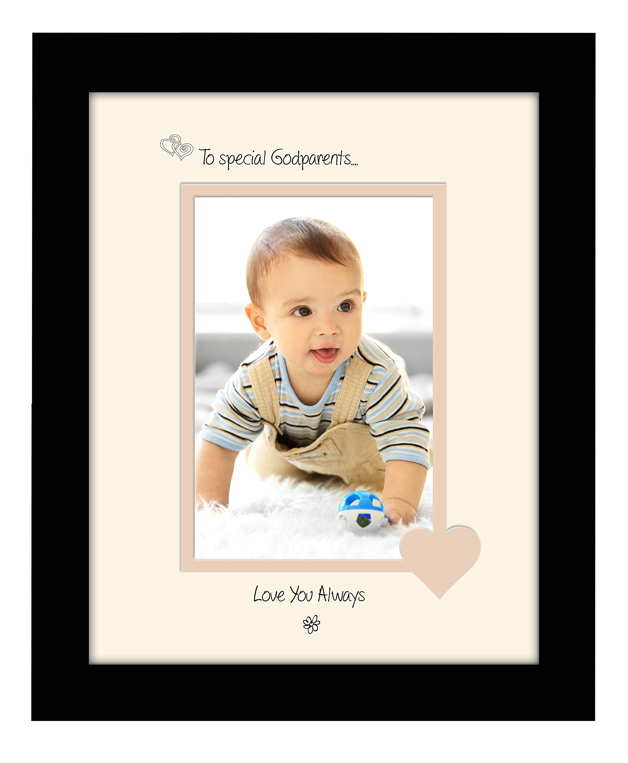 Photos In A Word Black Finish Frame Cream Mount Beige Inside Godparents Photo Frame Special Godparents Love You Always Portrait 1076F Double Mounted Quality Gift (Black Finish Frame Cream Mount Beige Inside)