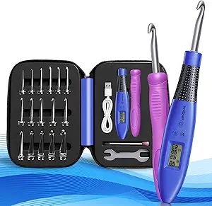 Crochet Hook with 22 Different Size, for Stitch & Row Counter, Light Up Interchangeable Crochet Needle, Ergonomic Crochet Hooks with 2 Levels Led