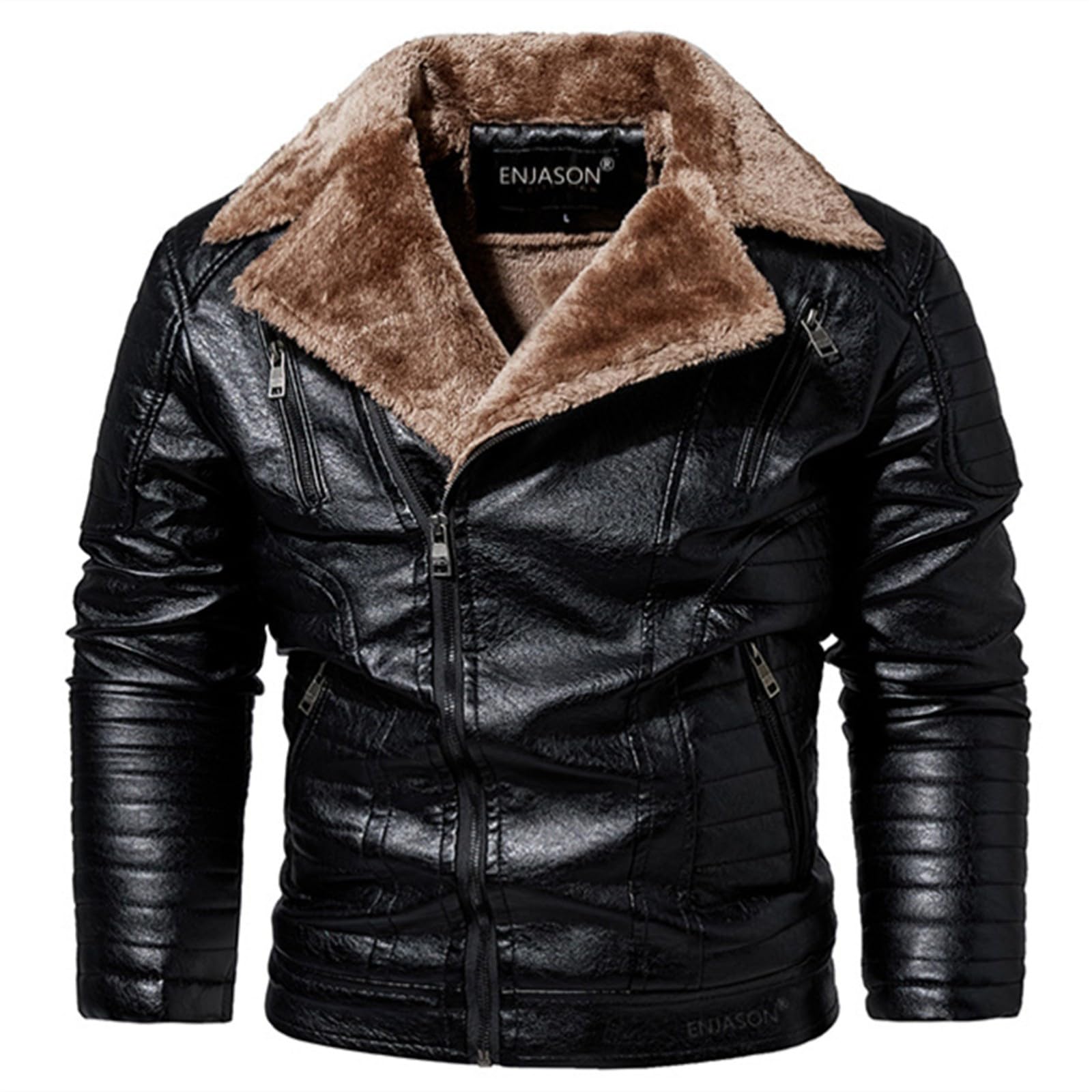 Lederjacke Herren, Winterjacke Herren, Jacke Mantel Parka Herren, Comfort Fit Warm GefüTtert Wintermantel Mit Taschen Men'S Coats Arbeitsjacke Steppjacke Heizjacke Winter Outdoor Jacken MäNner