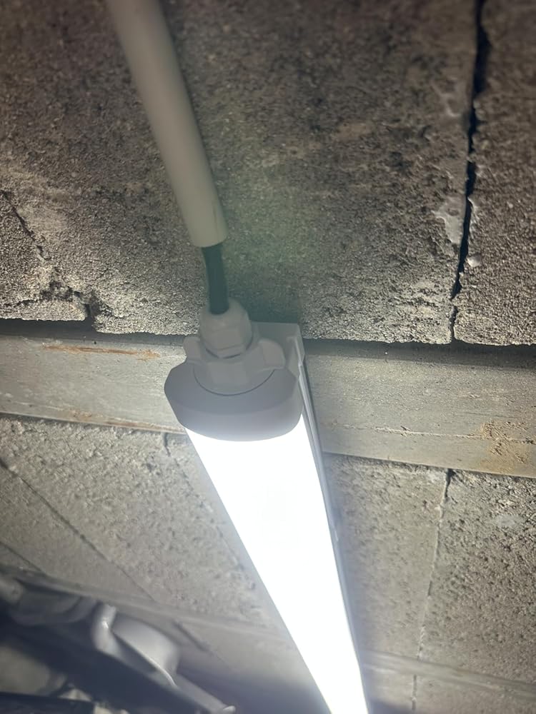 2x LED Tri-proof Ceiling Light 117cm IP65 4000K Linkable 36W Luminaire for Garage, Basement, Workshop, Wet Room, Bathroom, Office, Warehouse