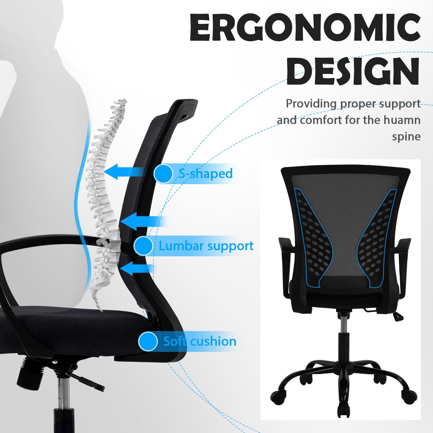 Office Chair Ergonomic Desk Chair with Wheels, Mesh Computer Chair with Adjustable Height for Adults, Conference Room Chairs,Table