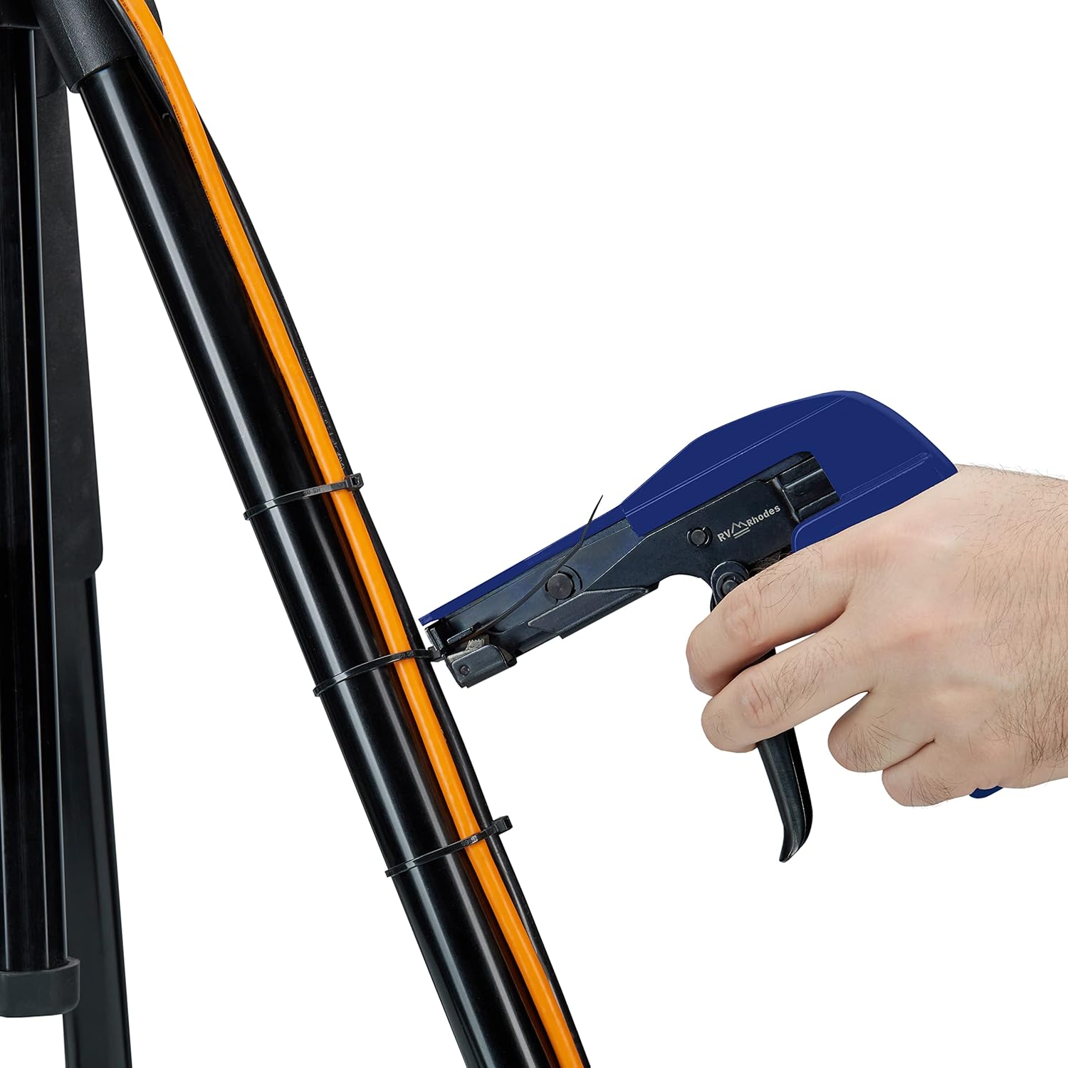 42709 Zip Tie Gun/Cable Tie Install Tool, Adjustable Tension with Built-In Cutter, for Nylon Ties up to 1/4”- Blue