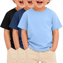 3 Pack Toddler Boys Short Sleeve Shirts Basic Crew Neck Loose Fit Tees Summer Casual Soft Shirts