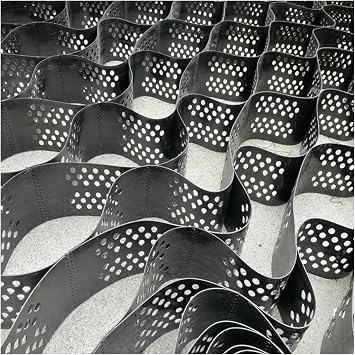 SRNSAEB Sloping Driveway/Pathway Gravel Grid, 2 Inch Thick Ground Stabilization Grid Paver, Polyethylene Honeycomb Geo Grid, Easy to Cut Size 2x10m6.5ftx33ft