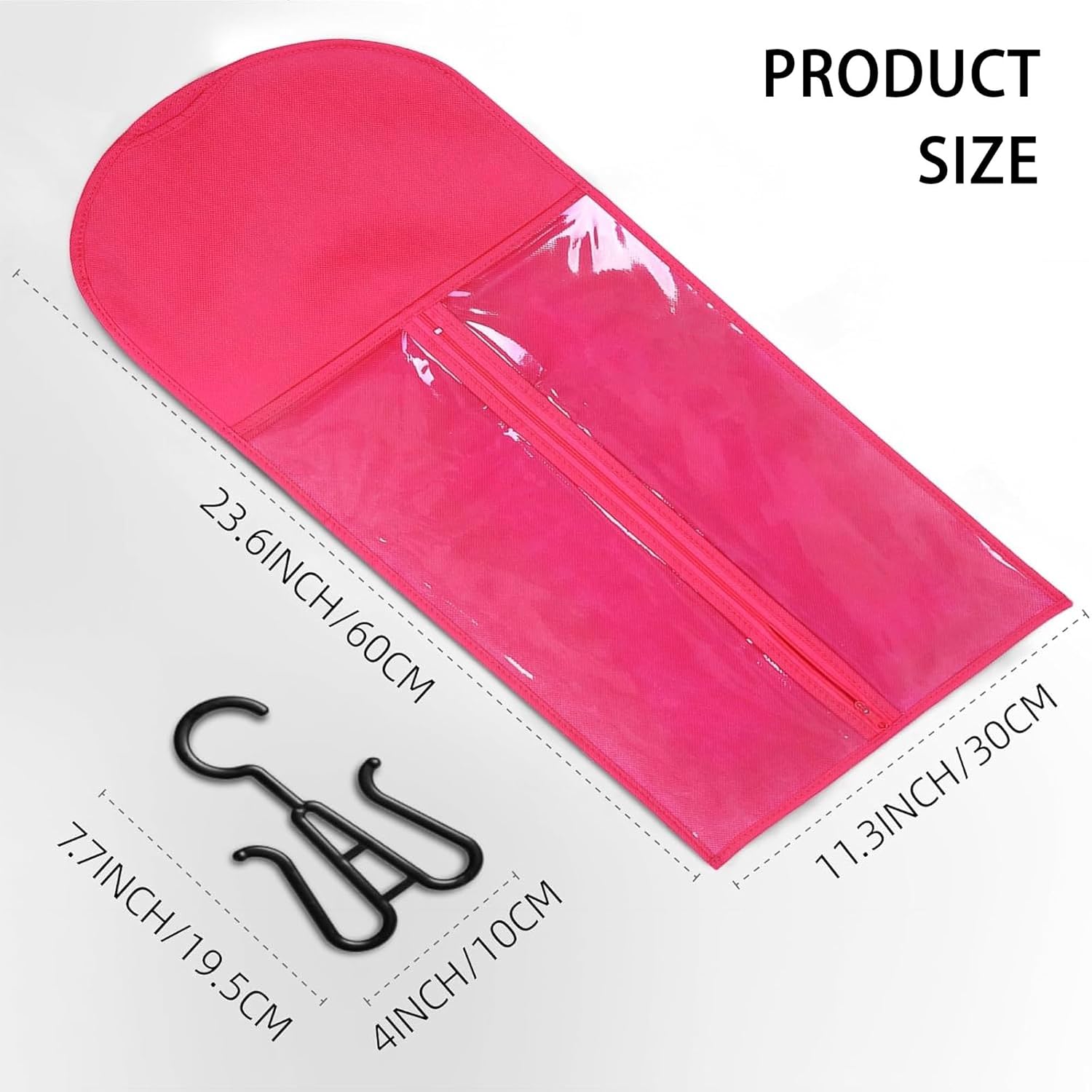 Wig Hangers Set - Premium Dust-Proof Wig Storage Bags with Hooks for Hair Extensions, Wig Organizer for Wig Bags Storage with Hanger,Space-Saving Wig Storage Solution(6PCS Black & 6PCS Hot Pink)
