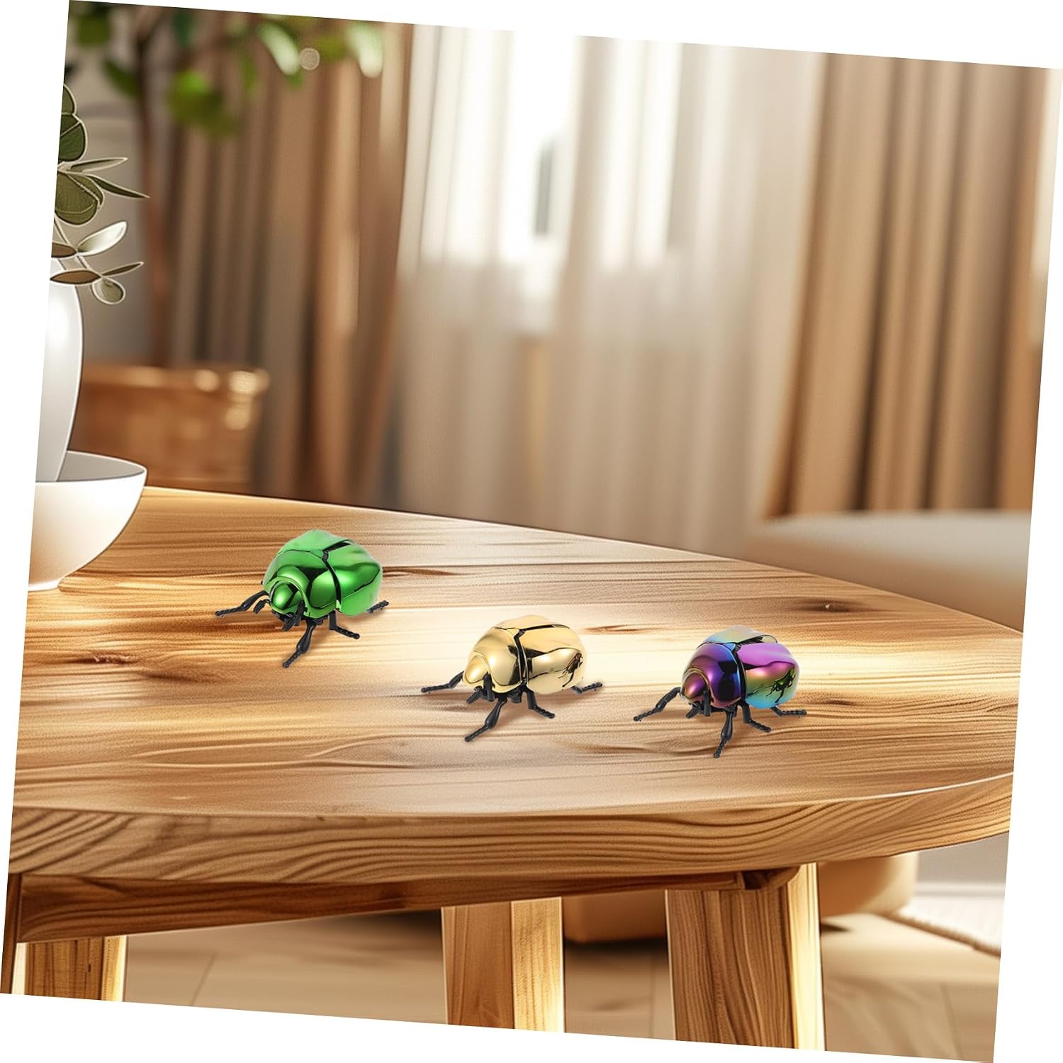 3pcs Realistic Beetle Wind-up with Interactive Head and Tail Movement Mechanical Insect Models for Educational Play Indoor Outdoor Use April Fool's Day Favors and Bug