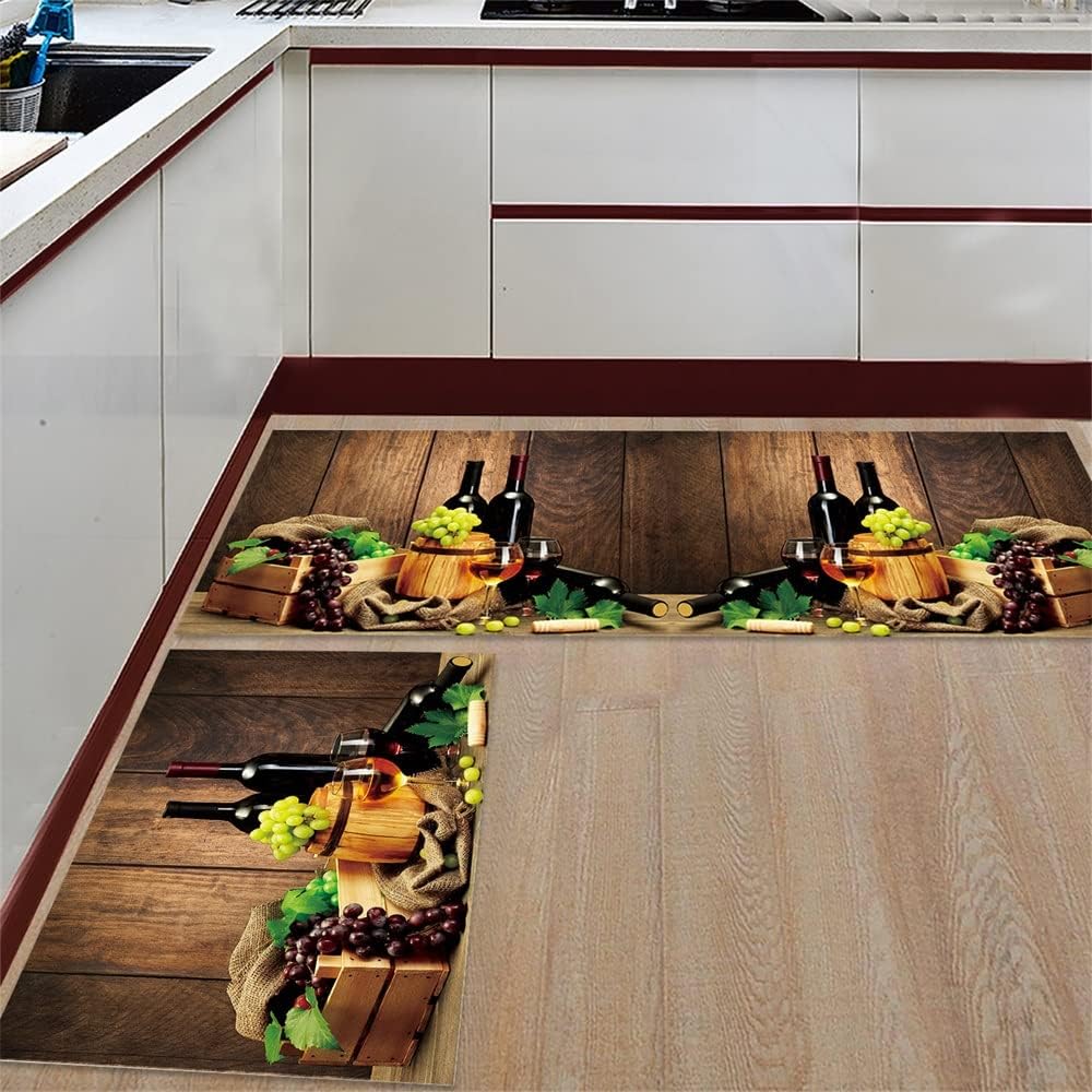 Wine Glass Fruit Grapes Kitchen Rug Home Entrance Doormat Bedroom Floor Decor Carpet(60x90cm+60x180cm)