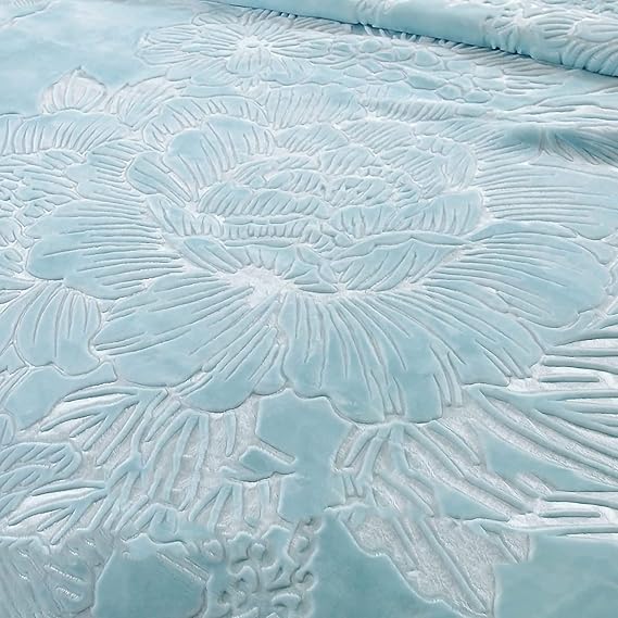 LGYKUMEG 11lb Heavy Korean Mink Blankets 79x91inch,Queen Size Winter Fleece Plush Blanket ,Silky Soft and Warm,2 Ply Reversible Raschel Bed Blanket,Blue,200x230cm5kg