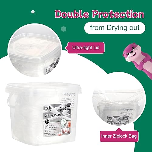Miniatura 5 de White Air Dry - Arcilla de modelado de 35 onzas (35.27 oz), arcilla de espuma suave para niños de 4 años, manualidades, esculpir, cosplay y