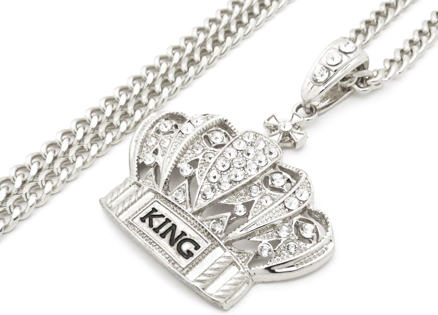 Fashion 21 Hip Hop King Crown Pendant 24, 36 inches Various Chain Necklace in Gold, Silver Tone