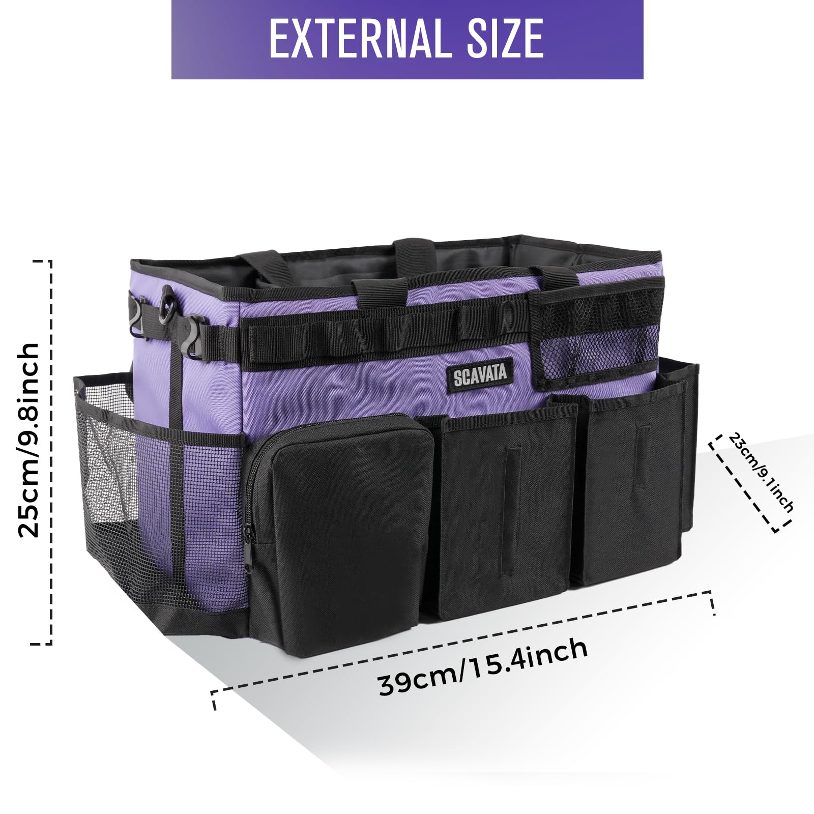 SCAVATA Bolsa de Limpieza portátil, Organizador de Suministros de Limpieza con asa y Correas de Hombro para amas de casa, organizadores de Herramientas de Limpieza Debajo del Fregadero y Coche con 4