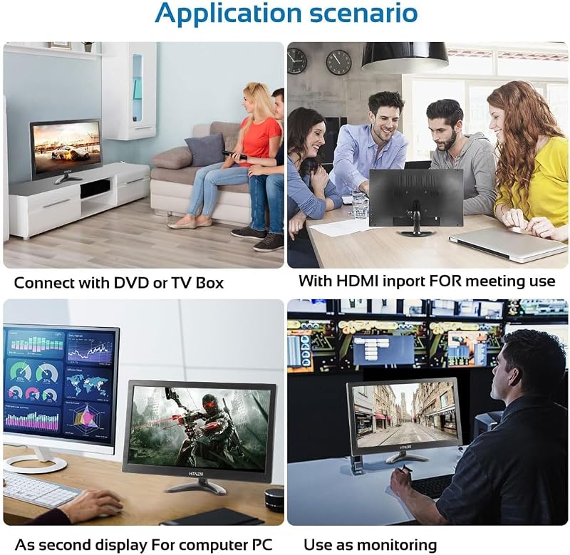 HTNZIR 15,6" Hordozható Monitor Full HD 1920x1080 Felbontással, 99% sRGB, Beépített Hangszórókkal, HDMI/VGA/BNC/AV/USB Csatlakozókkal, VESA - black